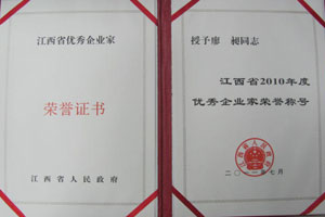 江西省2010年度優(yōu)秀企業(yè)家榮譽(yù)稱號(hào)