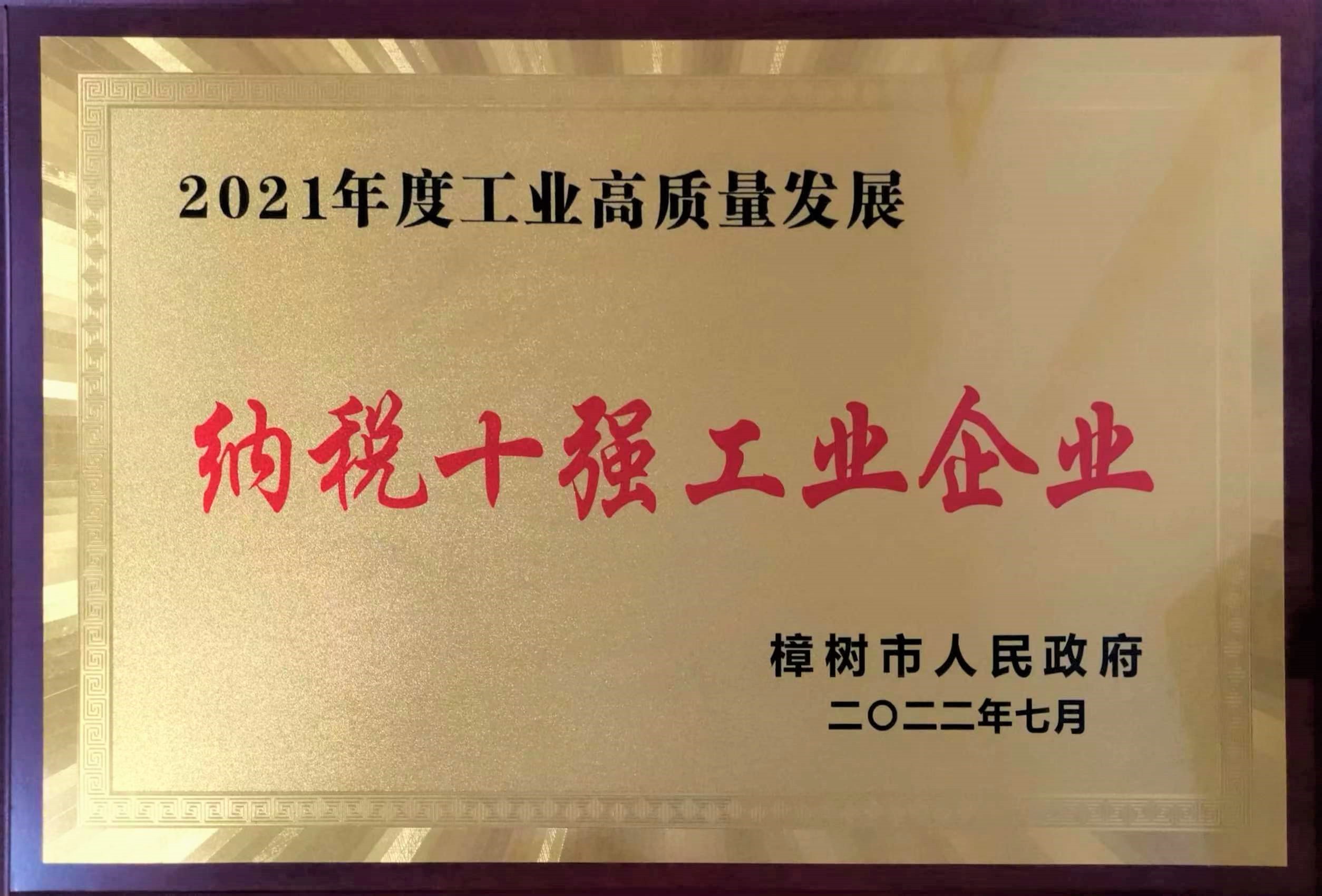 2021年度工業(yè)高質(zhì)量發(fā)展 納稅十強(qiáng)工業(yè)企業(yè)