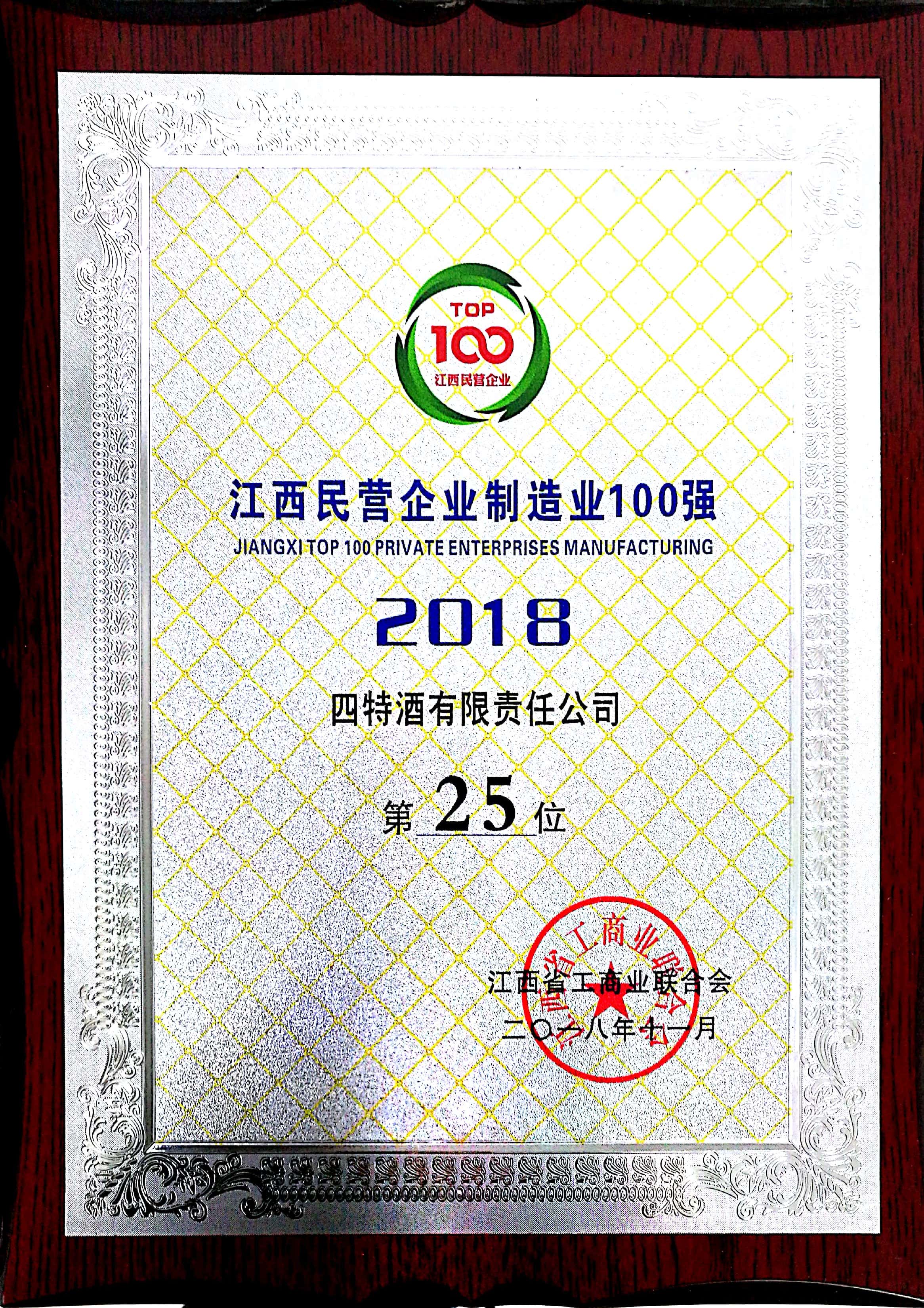 江西民營企業(yè)制造業(yè)100強(qiáng)